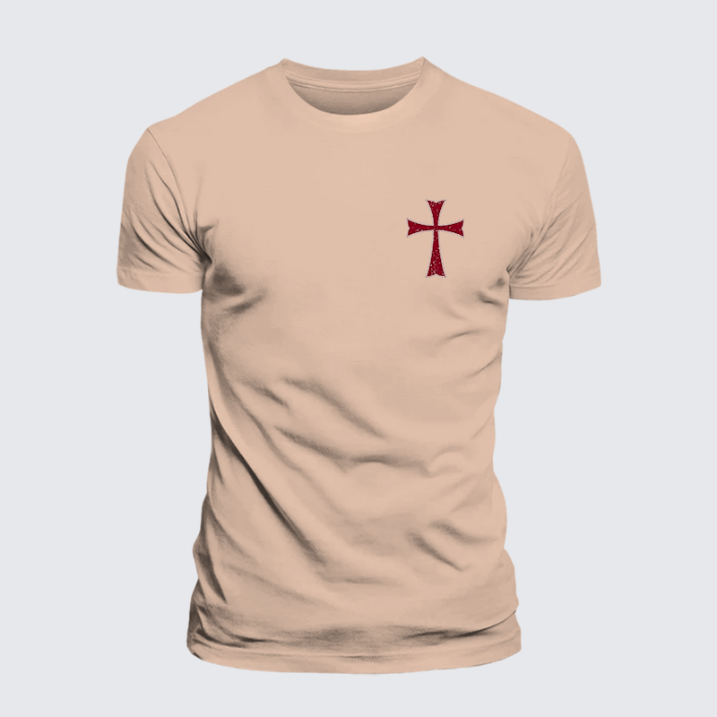 Knights Templar Crusader Cross Jesus God Christian Premium Mercerized Cotton Tee