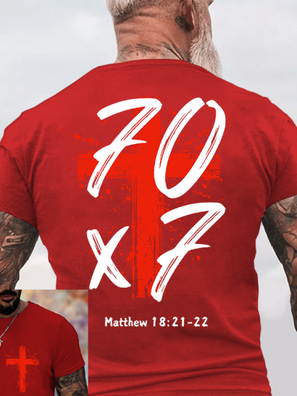 Matthew 18:21-22 Jesus God Christian Cotton T-Shirt