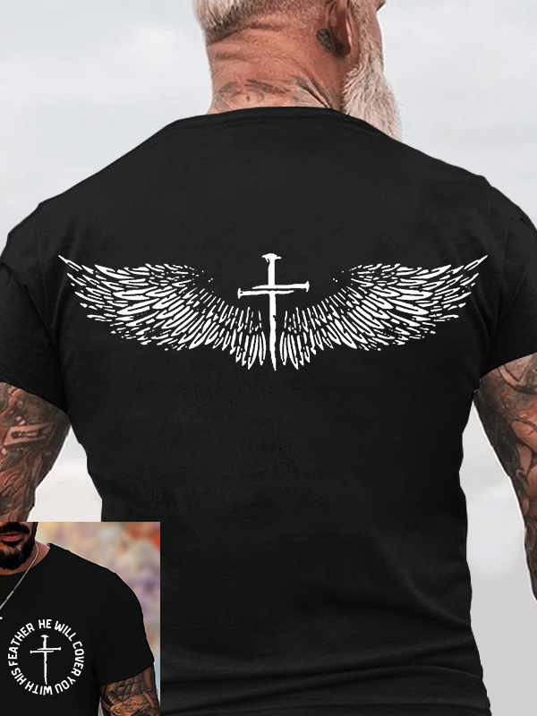 He Will Cover You With His Feather Jesus God Christian Cotton T-Shirt