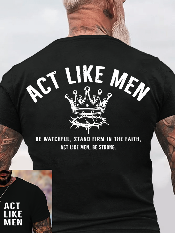 Man Of God Husband Dad Jesus God Christian Cotton T-Shirt