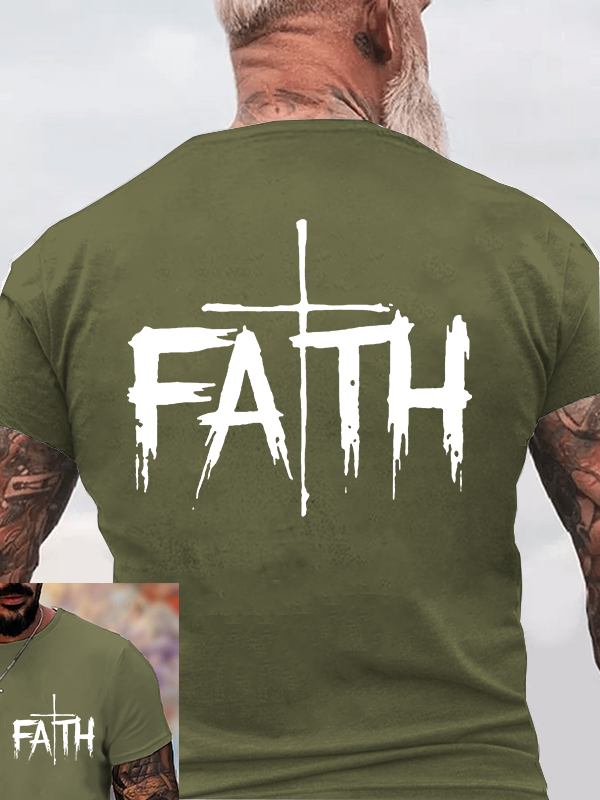  Faith Cross Jesus God Christian Cotton T-Shirt