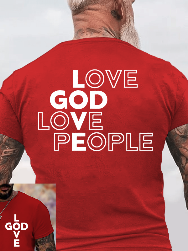 Love God Love People Jesus God Christian Cotton T-Shirt