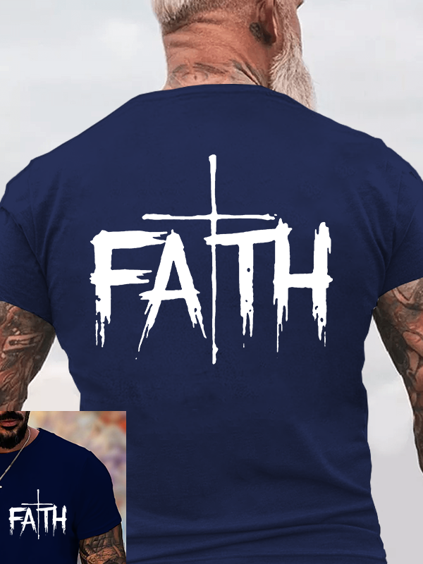  Faith Cross Jesus God Christian Cotton T-Shirt