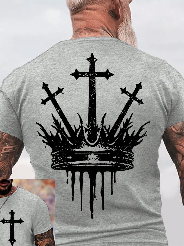 Cross Crown Jesus God Christian Cotton T-Shirt