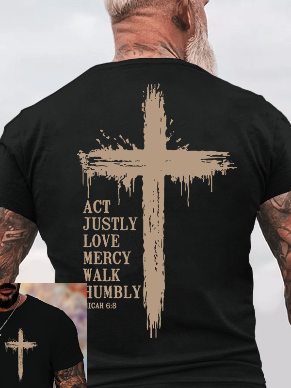 Man Of God Husband Dad Jesus God Christian Cotton T-Shirt