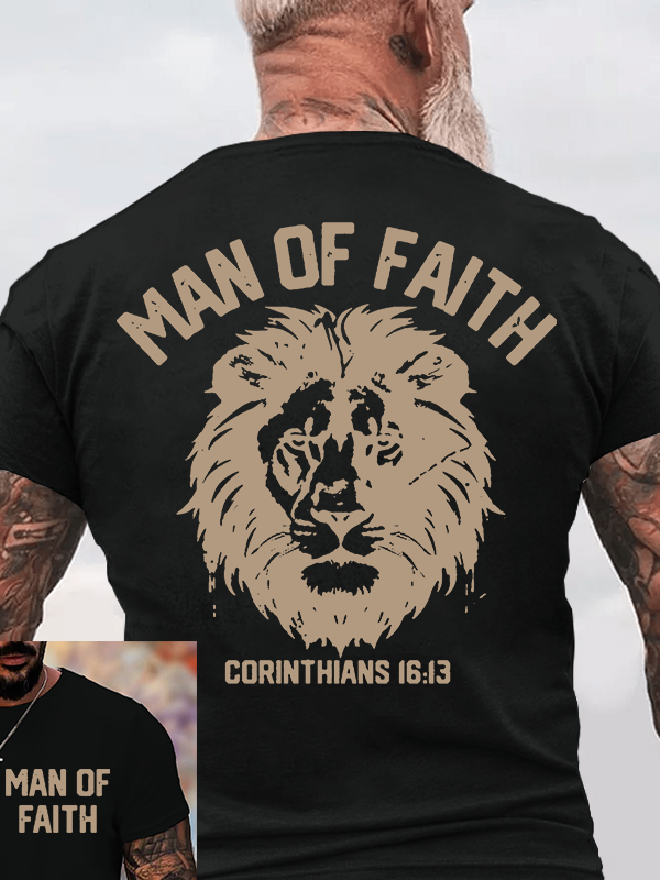 Man Of God Husband Dad Jesus God Christian Cotton T-Shirt
