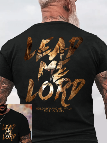 Lead Me Lord Lion Jesus God Christian Cotton T-Shirt