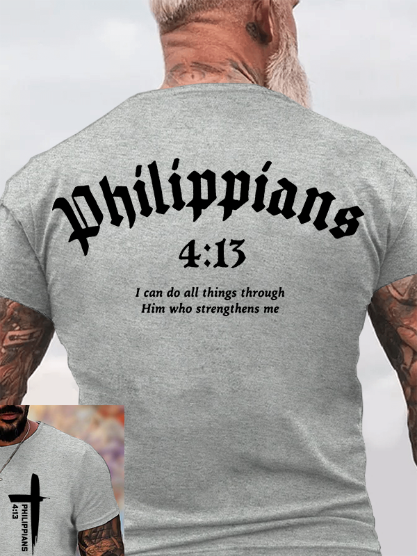 Philippians 4:13 Cross Jesus God Christian Cotton T-Shirt