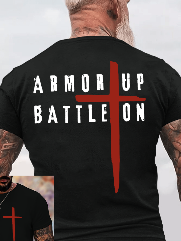  Armor Up Battle Ephesians 6:11 Jesus God Christian Cotton T-Shirt