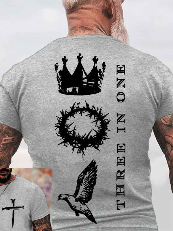 Three In One  Jesus God Christian Cotton T-Shirt