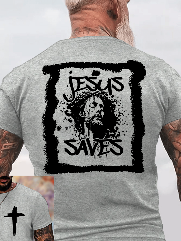Jesus Saves Jesus God Christian Cotton T-Shirt
