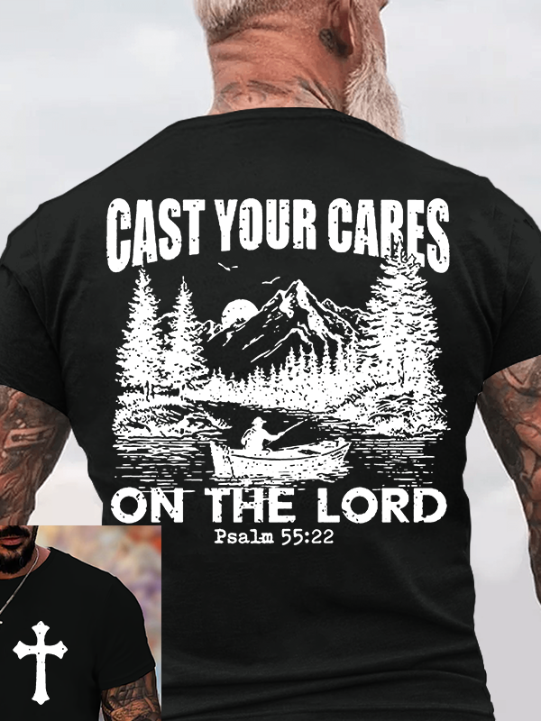 Cast Your Cares on The Lord Jesus God Christian Cotton T-Shirt