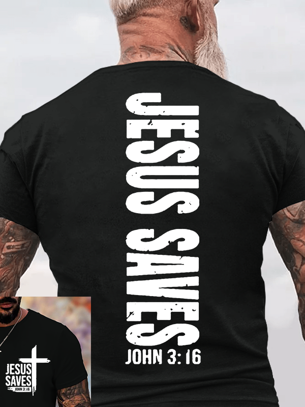 Jesus Saves Jesus God Christian Cotton T-Shirt