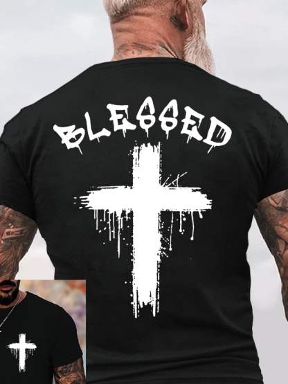 Blessed Cross Jesus God Christian Cotton T-Shirt