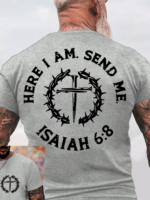 Here I Am, Send Me Jesus God Christian Cotton T-Shirt