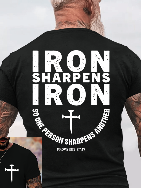 Proverbs 27:17 Jesus God Christian Cotton T-Shirt