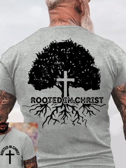 Rooted In Christ Jesus God Christian Cotton T-Shirt