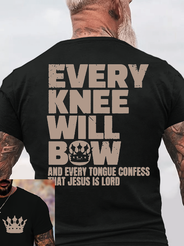 Every Knee Will Bow Jesus God Christian Cotton T-Shirt