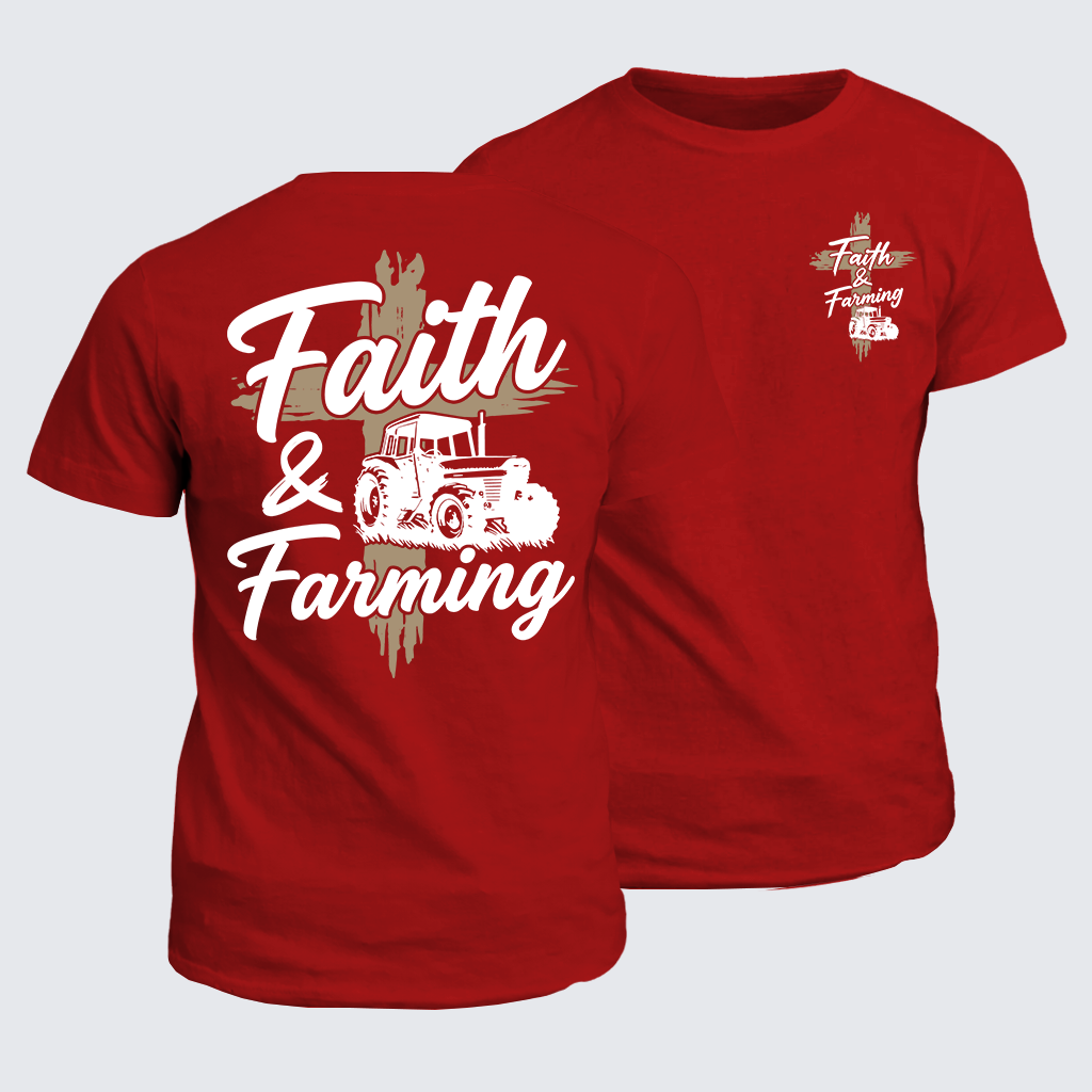 Faith & Farming Jesus God Christian Cotton T-Shirt