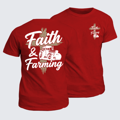 Faith & Farming Jesus God Christian Cotton T-Shirt