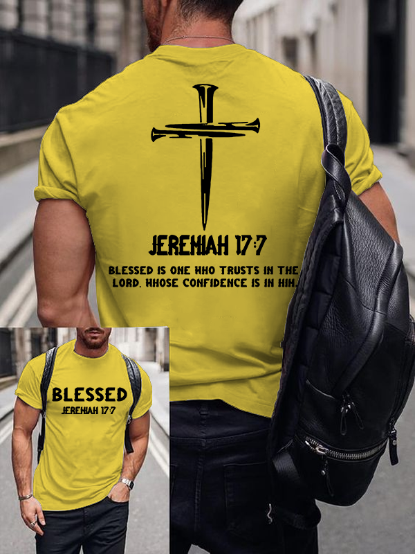 Blessed Is One Who Trusts In The Lord Jesus God Christian Cotton T-Shirt