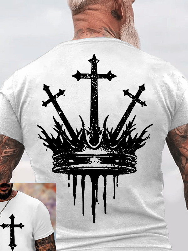 Cross Crown Jesus God Christian Cotton T-Shirt