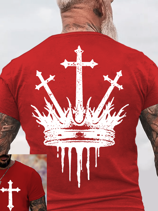 Cross Crown Jesus God Christian Cotton T-Shirt