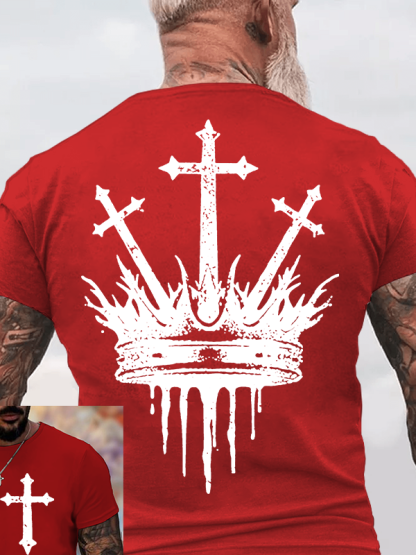 Cross Crown Jesus God Christian Cotton T-Shirt