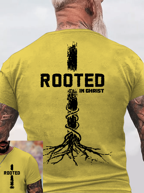 Rooted in Christ  Jesus God Christian Cotton T-Shirt