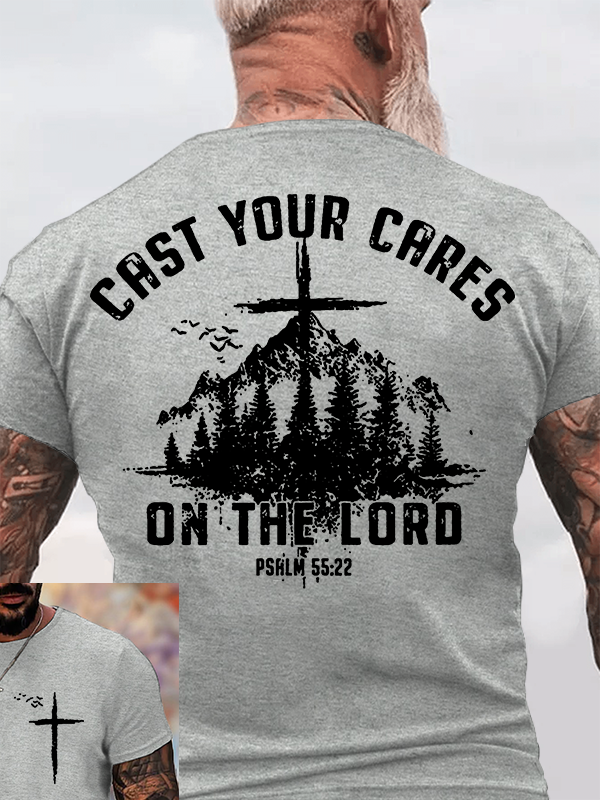 Cast Your Cares on The Lord Jesus God Christian Cotton T-Shirt
