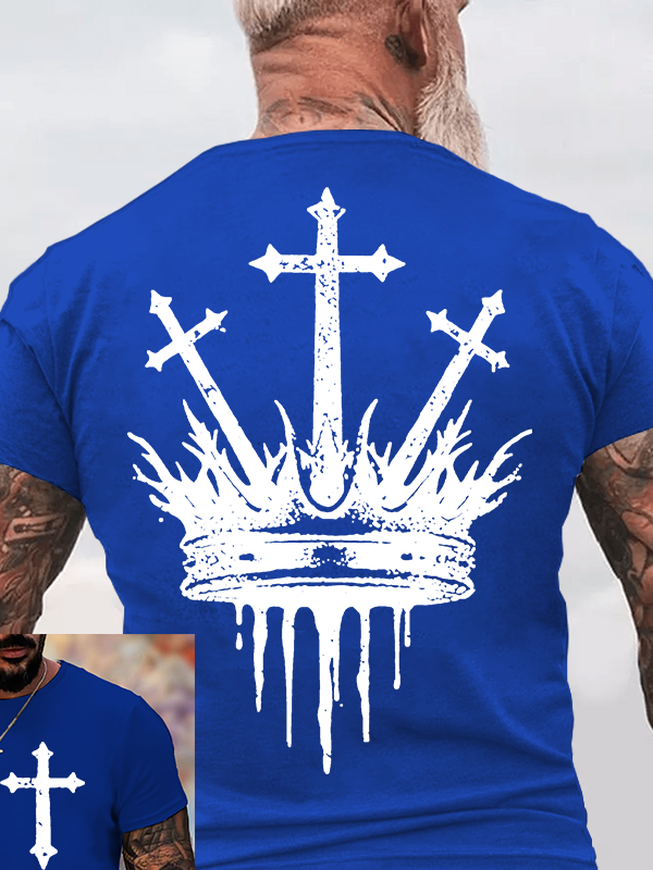 Cross Crown Jesus God Christian Cotton T-Shirt