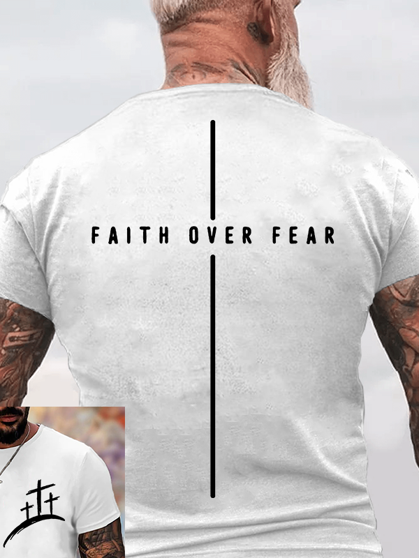  Faith Over Fear Cross Faith Jesus God Christian Cotton T-Shirt