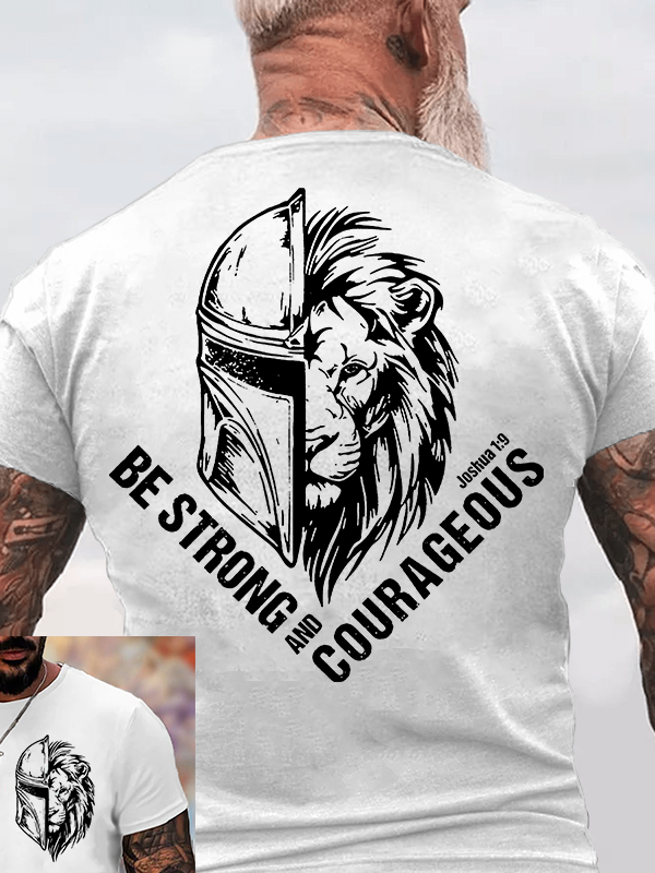 Be Strong and Courageous Jesus God Christian Cotton T-Shirt