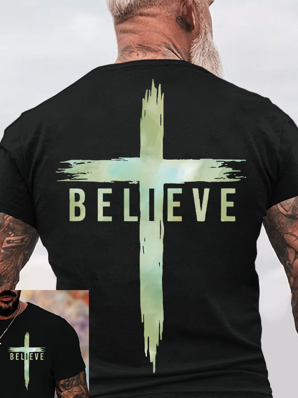 Man Of God Husband Dad Jesus God Christian Cotton T-Shirt