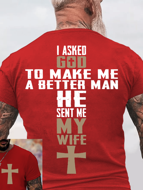 God Sent Me My Wife Jesus God Christian Cotton T-Shirt
