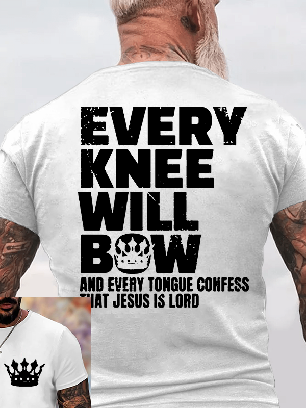 Every Knee Will Bow Jesus God Christian Cotton T-Shirt