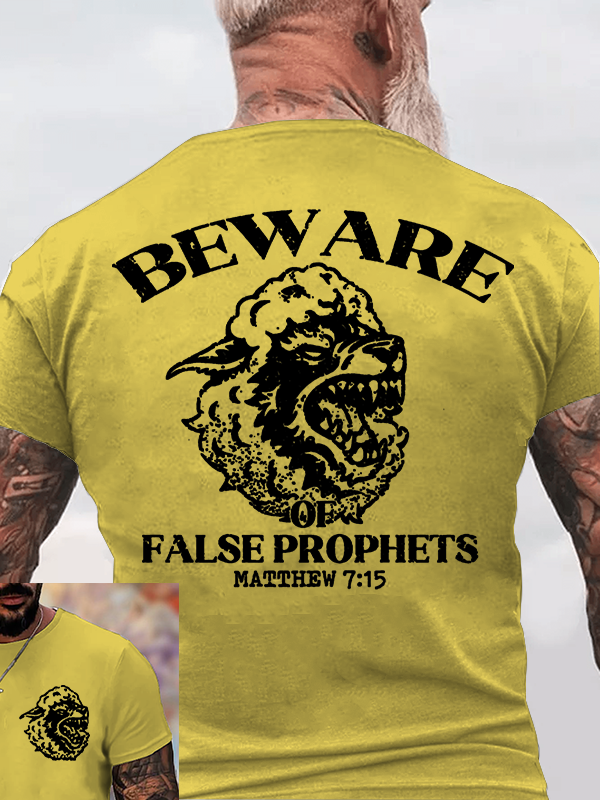 Beware of False Prophets Jesus God Christian Cotton T-Shirt