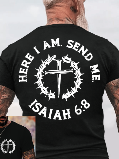 Here I Am, Send Me Jesus God Christian Cotton T-Shirt