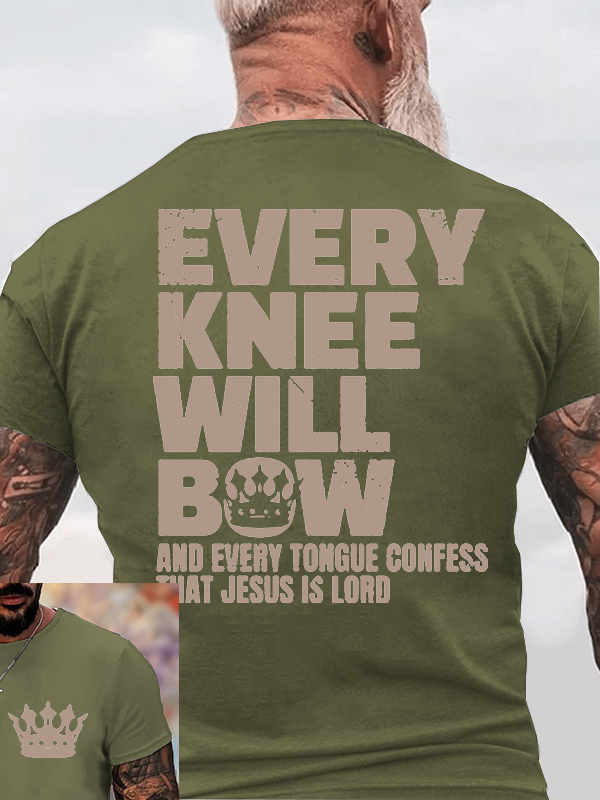 Every Knee Will Bow Jesus God Christian Cotton T-Shirt