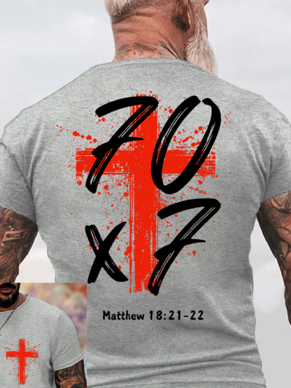 Matthew 18:21-22 Jesus God Christian Cotton T-Shirt