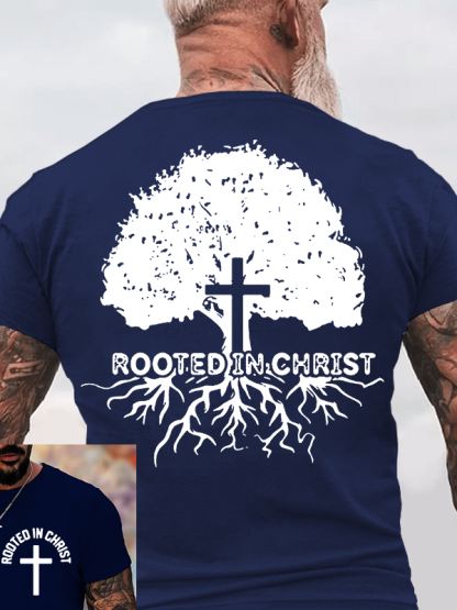 Rooted In Christ Jesus God Christian Cotton T-Shirt