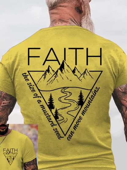 Faith Can Move Mountains Jesus God Christian Cotton T-Shirt