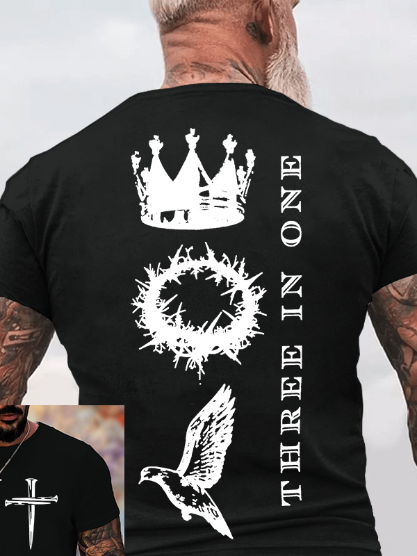 Three In One  Jesus God Christian Cotton T-Shirt