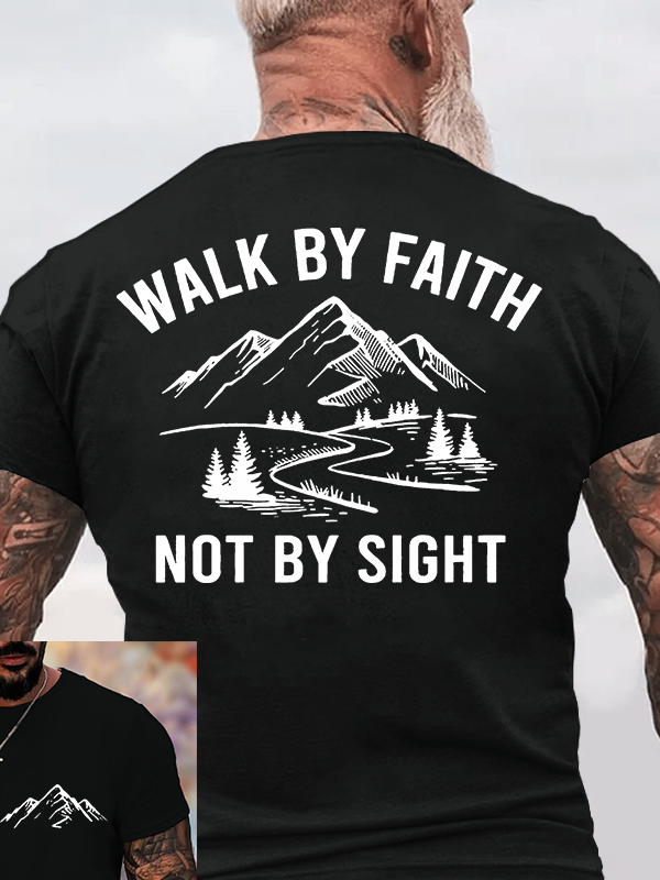 Walk By Faith Jesus God Christian Cotton T-Shirt