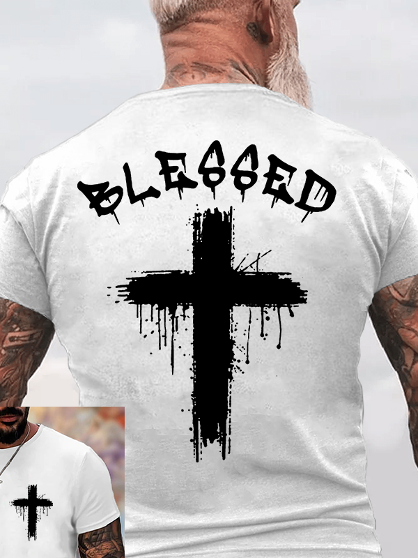 Blessed Cross Jesus God Christian Cotton T-Shirt