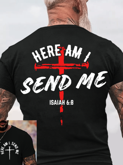Here Am I Send Me Jesus God Christian Cotton T-Shirt