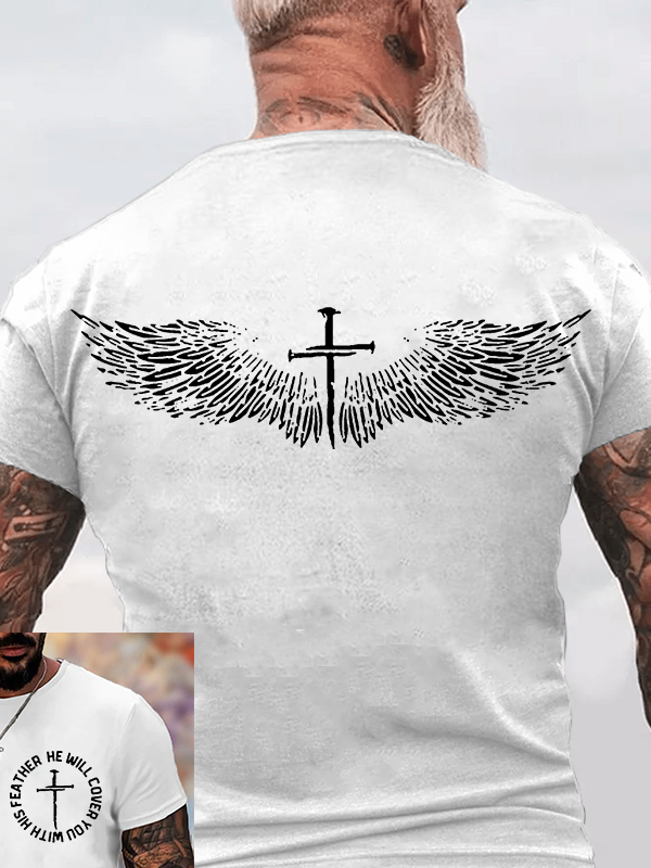 He Will Cover You With His Feather Jesus God Christian Cotton T-Shirt