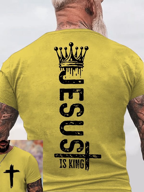 Jesus Is King Faith Cross Jesus God Christian Cotton T-Shirt