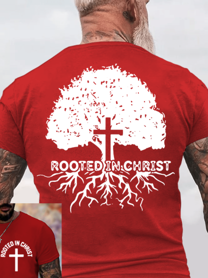 Rooted In Christ Jesus God Christian Cotton T-Shirt