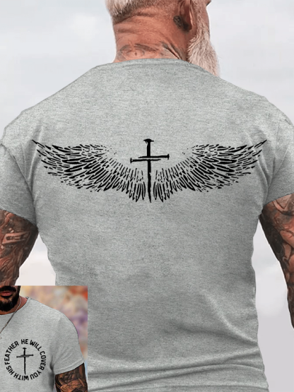 He Will Cover You With His Feather Jesus God Christian Cotton T-Shirt